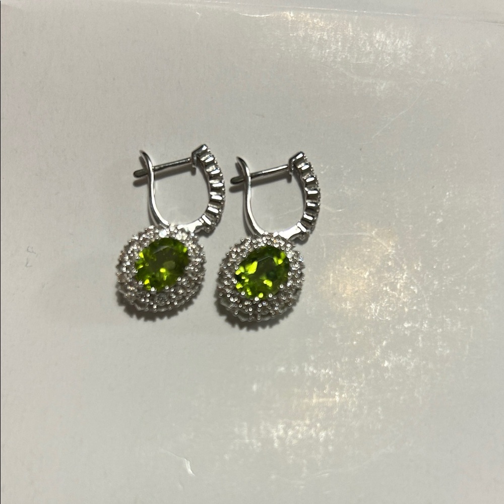 NWT Manchurian Peridot with white zircon earrings